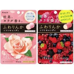 +東瀛go+ 日本原裝 KRACIE 綜合莓果味/草莓味/玫瑰軟糖 32g 薔薇花香 清新口氣 香氛糖 玫瑰吐息糖