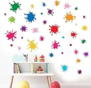 Amimagen 38pcs Colorful Paint Splatter Wall Decals - Graffiti Painting Splotches Wall Stickers - Nursery Kids Baby Girls Boys Room Daycare Kindergarten Playroom Classroom Wall Decor