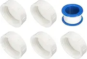 uxcell 5Pcs 2 Inch PT Female Thread PVC Pipe Fitting Cap, Cleanout Water Drain End Caps, Pipe Plug Socket Fittings with Tape for Water Heater Supply Lines, Plumbing, White
