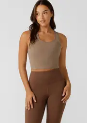 [Lorna Jane] Fast Pace Racer Back Recycled Tank Top in Neutrals, Size - Large L Bone