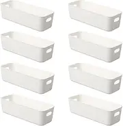 Small Storage Bin, Stackable Storage Bins, Durable Storage Basket Cabinet Organizer, Multi-Use Organizer Bins, Pack of 8