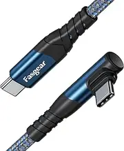 Fasgear USB C to USB C Cable -3ft 60W Fast Charging USB 2.0 Type C PD Cable 90 Degree Compatible for Galaxy S22/S21/S20 Ultra Pixel 6 Mac-Book Air i-Pad Pro/Mini with USB-C Port (1m, Blue)