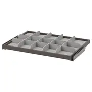 KOMPLEMENT pull-out tray with divider, dark grey/light grey, 75x58 cm