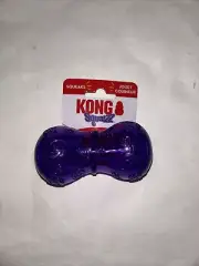 KONG Squeezz Dumbbell Squeaky Fetch Chew Toy for Dogs Size Small Purple