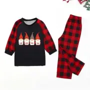Christmas Print Round Neck Long Sleeve Separates Family Matching 4 Piece Set