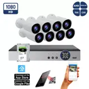 8 Channel HD Bullet Security Camera System Indoor Outdoor Surveillance 2TB HDD
