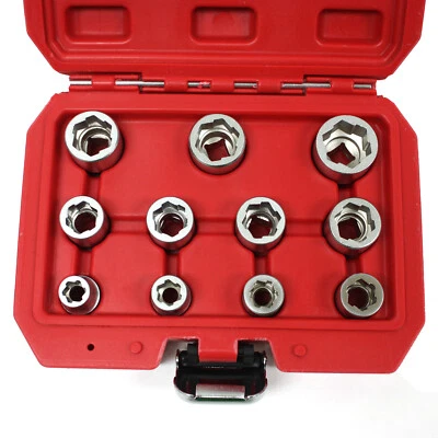 11pcs Metric 3/8" Dr. Bolt Extractor Socket Set Stud Nut Remove Strip 8 - 19mm