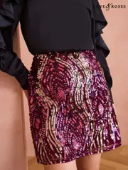 Love & Roses Pink Sequin Mini Skirt (E54342) | $104