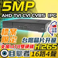 在飛比找PChome24h購物優惠-目擊者 5MP 數位複合式監控錄放影機(16CH)