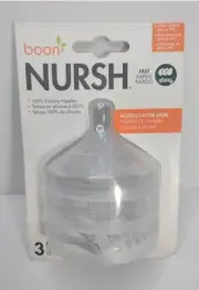 Boon Nursh 6 Month + Silicone Replacement Nipple Air Free Feeding Medium Flow
