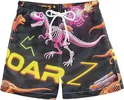 [sanluoli] Robot Dino Roaring T-rex Orange Black Boys Swimsuit Trunks Teens Swimsuit Lightweight with Liner Beach Swimming 2T, Robot Dino Roaring T-rex Orange Black, Small