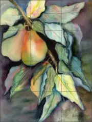 Pear Tile Backsplash Phyllis Neufeld Fruit Art Ceramic Mural PNA002