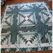 Quilt Green patchwork Handmade REVERSIBLE #76