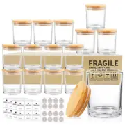 SUPMIND 15 Pack Clear Empty Candle Jars Bamboo Lids Sticky Labels Bulk Jars Maki