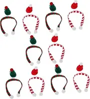 CIYODO 20pcs Christmas Mini Hat Scarf Christmas Santa Silverware Holder Mini Santa Hat Bottle Covers With Scarf For Xmas Table Dinnerware