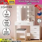 Artiss Dressing Table Set Stool 12 LED Bulbs White Dale