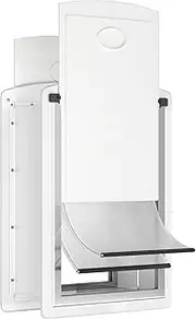 MAVRICPOWER Dog Door for Wall, Energy Efficient Doggy Door with Steel Frame and Telescoping Tunnel, Double Magnetic Soft Flaps and Two Sliding Lock Panels, Easy to Install, Snow White, Large