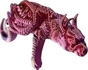 Adorable Sleeping Dragon Shelf Sitters - Set of 2, Red/Purple/Gold Tricolour Silk, Articulated Tail & Leg, Unique Fantasy Decor