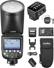 GODOX V1 PRO S Round Head Flash Unit + Flash Trigger 1/8000s HSS 1.3s Recharge Time, M/TTL Flash Mode, 32 Channels, 22 Levels Flash Output Adjustable, with Type-C Cable for Sony Cameras