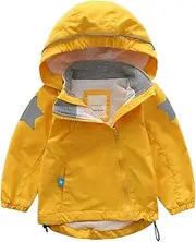 [GLEAMING GRAIN] Toddler Kids Waterproof Rain Jacket Little Boys Girls Hooded Raincoat Windbreaker