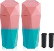 AwObEpl 2Pcs Car Cup Holder Trash Can,Car Trashcans,Car Waste Bin,Diamond Cut Design Car Garbage Can,Leakproof Car Trash Bin for Car Offices (Pink+ Blue)
