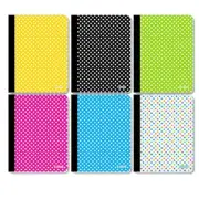 6/pack Bazic Polka Dot College Ruled Composition Book 100ct. in 6 assorted Colo