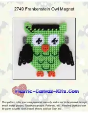 Frankenstein Owl Magnet-Plastic Canvas Pattern or Kit