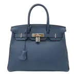 【二手名牌BRAND OFF】HERMES 愛馬仕 【激安價】 海軍藍 TOGO皮革 BIRKIN 30 VERSO 柏金包 手提包 U刻 銀扣