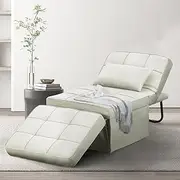[Ainfox] Convertible Sofa Bed, 4 in 1 Multi-Function Folding Ottoman Bed with Adjustable Backrest, Modern Futon Couch No Assembly for Living Room Apartment Office Small Space (Beige)