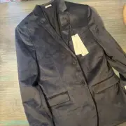 Calvin Klein Dark Gray Velvet Sport Coat Button Jacket Size 16 NWT