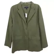 Talbots Blazer Jacket Olive Army Green Military Inspired Two Button NWT Size 14