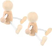 Angoily 2pcs Wooden Man Peg Dolls Craft Decor Unpainted Doll Robot Woody Doll House Dollhouse Figurines for Puppets for The Marionettes Wood Doll Wooden Puppets