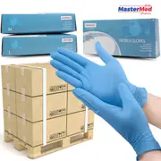 1 Pallet Mastermed Deluxe Blue Nitrile Gloves 6g / Powder Free Latex free / 840 Boxes of 100pcs - Medium