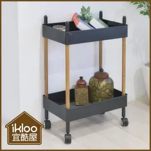 【ikloo 宜酷屋】日系典雅雙層收納推車(黑白兩色)