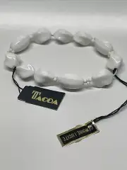 NOS Tacoa White Genuine Lucite Beaded Bracelet Stretch Cord with Tags