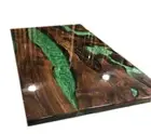 Green Epoxy River Table Top, Epoxy Dining Table, Walnut Wood Table (72x36 Inch)
