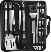Peacafulife BBQ Grill Tools 20pcs Set, Heavy Duty Stainless Steel Barbecue Accessories Utensils Set, BBQ Barbecue Tool Set with case for Outdoor Indoor Barbecue Grilling