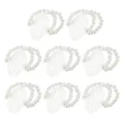 8 Pcs Corsage Wristlet Pearl Wrist Corsage Bracelets DIY Flower Kit White