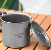 EDC Pure Titanium Tea Cup Coffe Cup w/ Foldable Handle 200ml/ 350ml/ 420ml/500ml