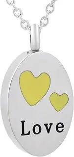 BIAIHQIE Double Heart Cremation Jewelry for Ashes Pendant Engraved Love Memorial Urn Necklace Ashes Holder Keepsake Pendant Necklace-Silver