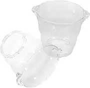 2pcs Acrylic Drink Bucket Reusable Ice Cube Bucket for Parties Compact Wine with Stable Handle for Snacks Ice Wine Bottles and Fruits