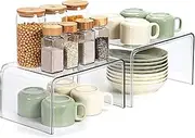 Clear Cabinet Organizer, Shelf Organizer Set of 2 for Kitchen Organizers and Storage, Display Pantry Cabinet Shelf Room Decor Countertop Desk Organizer Shelves