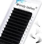 Easy Fan Volume for Lash Artists: Handmade Fans, Self Fanning, Blooming, Black, D Curl, 0.05mm, 14mm, Wendy, KH200422