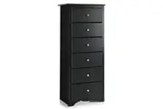 Giantex Chest of 6 Drawers Dresser Clothes Storage Cabinet w/Metal Handles Tall Boy Home Furniture Black