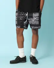 [CARRE] Carré Fragment Mesh Shorts Black - Size L L Black