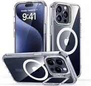 ESR for iPhone 15 Pro Max Case, Compatible with MagSafe, Military-Grade Protective Case, Built-in Stash Stand Phone Case, Scratch-Resistant Back Cover, Classic Series, Clear