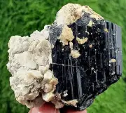 145 Gram Tourmaline Natural Black Tourmaline Crystal On Feldspar From Pakistan
