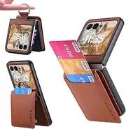 [Nexue] Case for Motorola Razr+ Plus 2023/Razr 40 Ultra Case,Shockproof PU Leather Case with Card Holder/Ring Kickstand/Wallet Case for Motorola Razr 40 Ultra 6.9