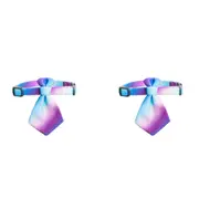 2x Pidan Adjustable 18-30cm Pet Cat/Kitten Necktie/Collar Accessory Purple Wave