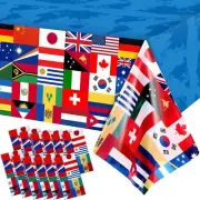 12 International Flag Table Covers Patriotic World Country Flags Plastic 54x108"